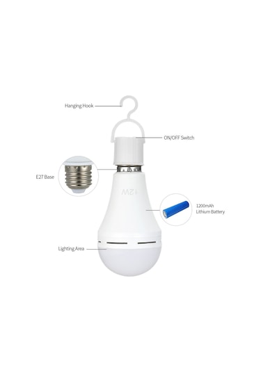 Qingmipy 2'li Set Şarj Edilebilir 12w Acil Durum Led Ampul - Kamp, Bahçe Ve Partiler İçin Taşınabilir Aydınlatma Çok Renkli