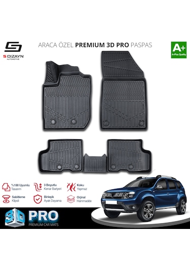 S-dizayn Dacia Duster 4x4 3d Pro Havuzlu Paspas 2018-2022 A+ Kalite
