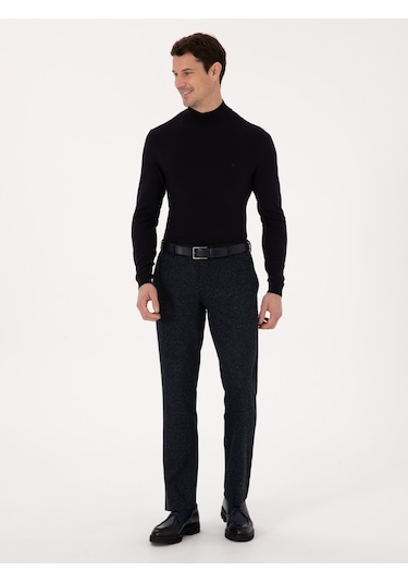 Cacharel Lacivert Slim Fit Yün Karışımlı Kumaş Pantolon
