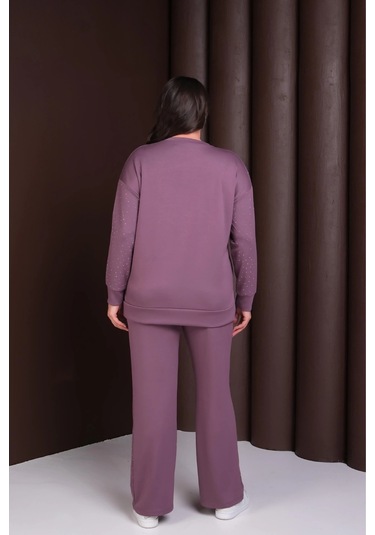 Önü Taş Baskılı Alt-üst Takım Mor