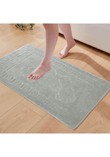 2 Li %100 Pamuklu Banyo Ayak Havlusu Gramajlı Konforlu Gri