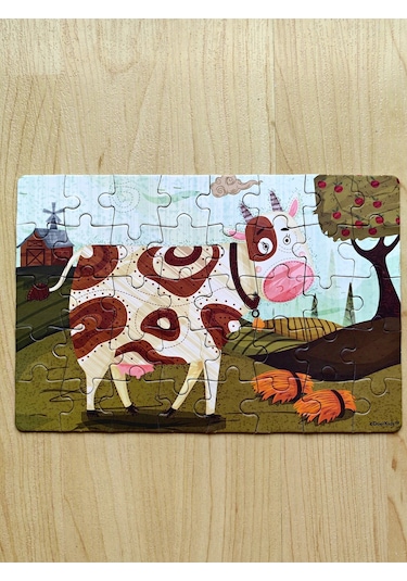 Doerkids Çiftlik Sevimli Inek Mini Puzzle 40 Parça 4 Yaş