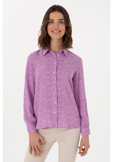 U.s. Polo Assn. Kadın Mor Gömlek Desenli 50306433-vr038 Mor
