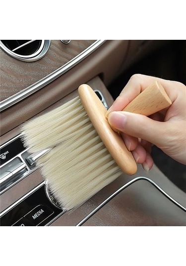 Büro Ev Ofis Arabası İçin Araç İçin Ahşap Saplı Hassas Kıl Fırça Oto Toz Alma Fırçası
