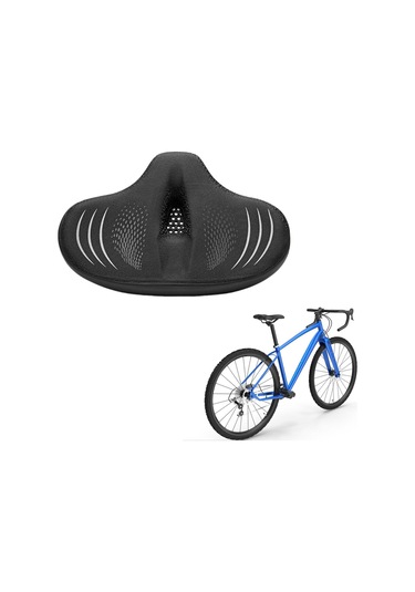 Suntek Bisiklet Koltuğu Yumuşak Geniş Pu Deri Su Siyah-gri Gri - Siyah