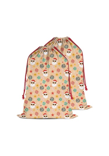 Büyük Noel Baba Hediye Çantası, Pamuklu Kordonlu, Yeniden Kullanılabilir Noel Baba Noel Diskoli