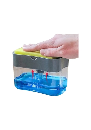 Gümüş-mutfak Aletleri Taşınabilir Deterjan Dispenseri Seti Mutfak Bulaşık Sabunu Kutusu İle Sünger Tutucu El Basın Köpük Sabunluk Pompası