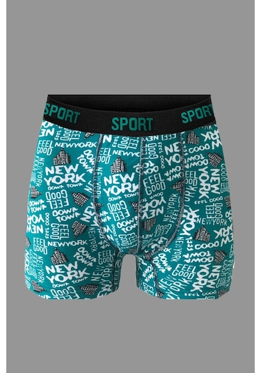 Erkek Desenli 6'Lı Premium Penye Kutu Pamuklu Likralı Boxer Çok Renkli