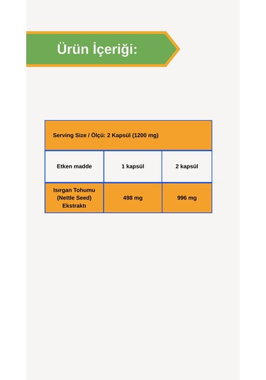 Afye Isırgan Tohumu Ekstraktı 60 Kapsül 600 Mg Nettle Seed
