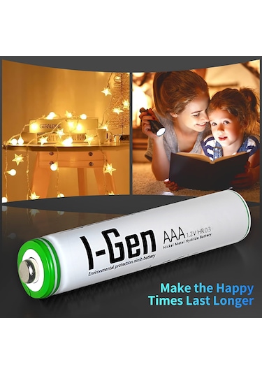 I-Gen B110 4 Adet AAA 650 Mah Şarj Edilebilir İnce Kalem Pil 1.2V Ni-MH Şarjlı Pil