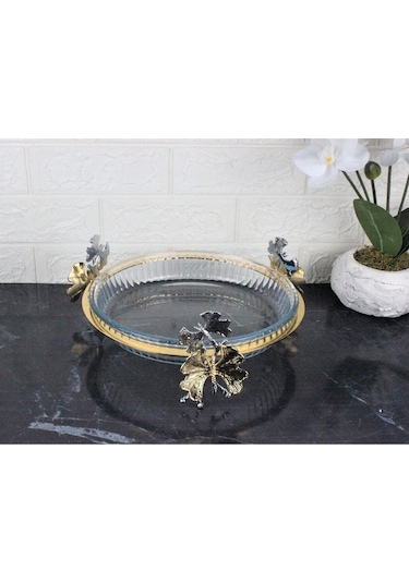 Atabey Home Kelebek Ayak Yuvarlak Borcam Tepsi-25 Cm