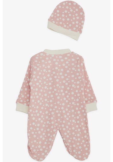 Breeze Kız Bebek Patikli Tulum Puantiye Desenli 0-3 Ay-6 Ay, Pembe