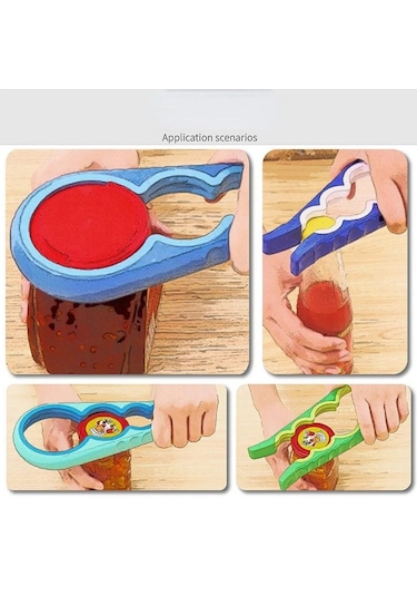 Taşınabilir Kavanoz Açacağı, Kolay Kavrama Şişe Açacağı Çevirerek Açılan Kapak Hızlı Açma Yemek Pişirme Günlük Kullanım Zayıf Eller Ve Artritli Eller İçin Kırmızı