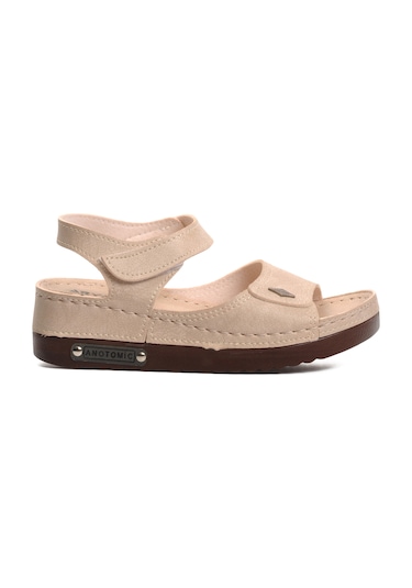 Ayakmod 07-109 Rr Bej Kalın Taban Kadın Anatomik Sandalet 001