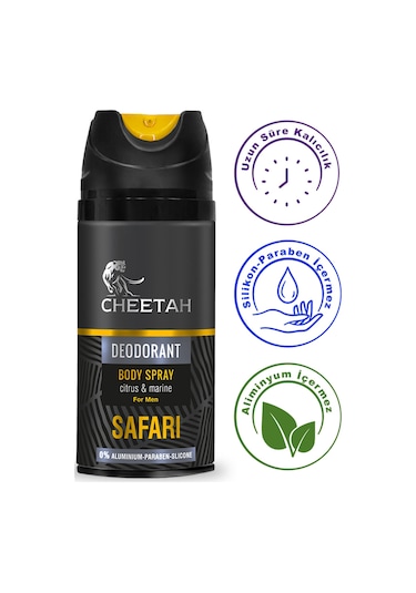 Cheetah Safari Erkek Parfüm EDP 100 ML + Sprey Deodorant 150 ML + Tıraş Köpüğü 250 ML