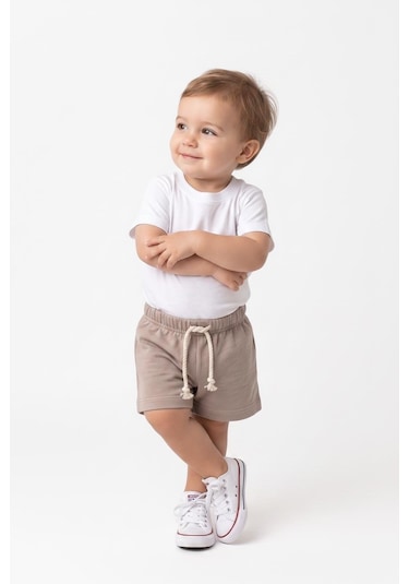MiaBaby Bebek Müslin Şort Bej