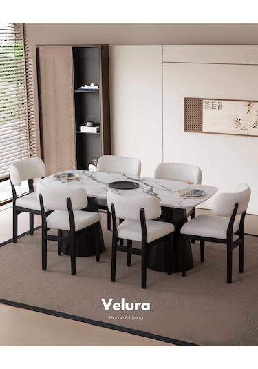 Alora Yemek Odası Takımı Yemek Masası + 4 Adet Sandalye Siyah