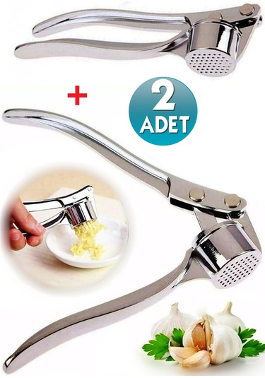 Sarımsak Ezici Hazneli Çelik Sarımsak Ezme Aparatı Yuvarlak Sarı