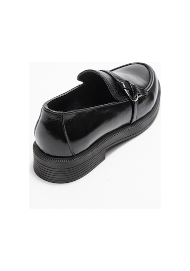 Galea Siyah Rugan Tokalı Hakiki Deri Kadın Loafer Ayakkabı SİYAH RUGAN