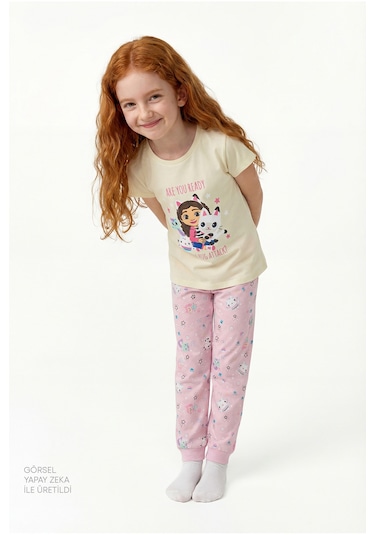 Penti Ekru Kız Çocuk Gabby Pamuklu Pijama  Takımı
