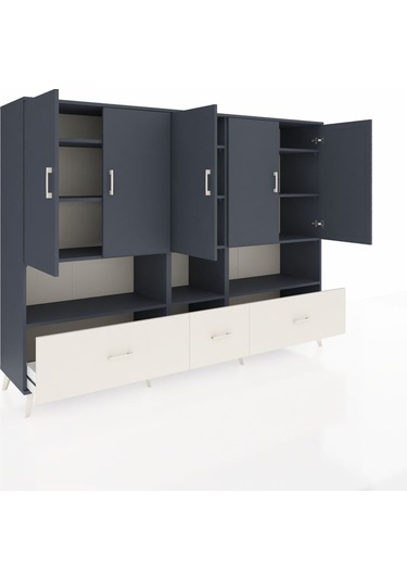 Hyperion Dolap 12 Raflı 3 Çekmeceli 5 Kapaklı 220x44x163 Antrasit Antrasit-antrasit/aytaşı