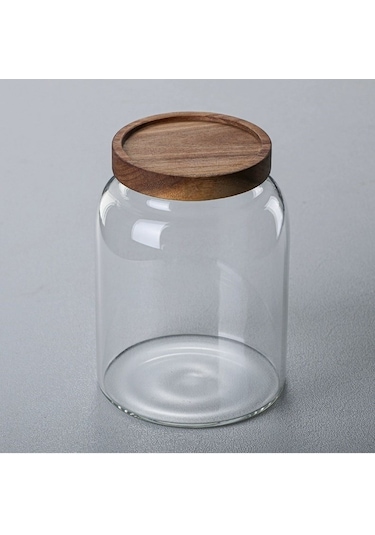 Qerhome Akasya Kapaklı Vakumlu Cam Erzak Kavanozu 2 Litre Mn Şeffaf