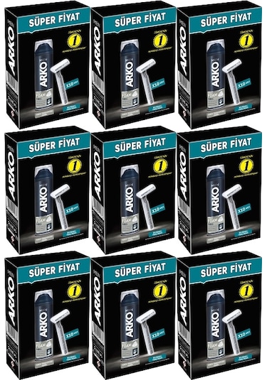 Arko Men 10 Adet Tekli Tıraş Bıçağı + Force Tıraş Köpüğü Pro 200ml 9 Lu Set