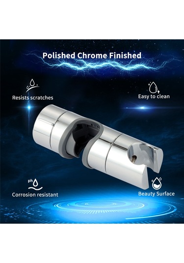 Vkemall Chrome Kaplı El Duşu Braketi - 18-25mm Borular İçin Yükseklik Ayarlı 360 Döner Tutucu - Kaydırma Çubuğu Skratç Korumalı Sabitleyici Gümüş