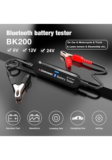 Tongxida Araba Bk200 6v/12v/24v Pil Test Cihazı, Akü Yük Test Cihazı, Direnç Analiz Cihazı, Motosiklet Çim Biçme Makinesi Uygu
