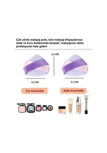 Melien Çift Kurdele Pamuk Yıkanabilir Kadife Puf Bez Makyaj Süngeri