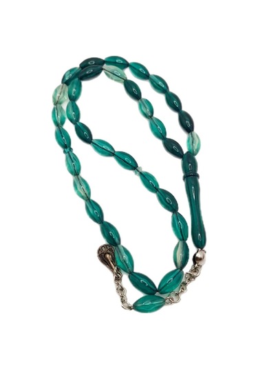 Han Ticarethane Yeşil Şeffaf Toz Kehribar Tesbih