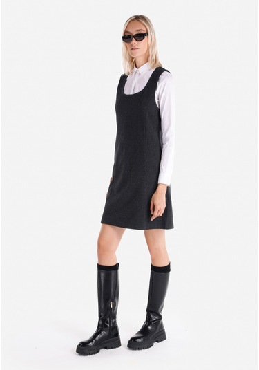 Colins Regular Fit Kadın Antrasit Kolsuz Elbise Cl1065104 Q1.v2 Anm Antra Melanj