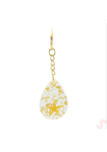 Epoksi Yıldızlı Kartlıklı Anahtarlık - Altın