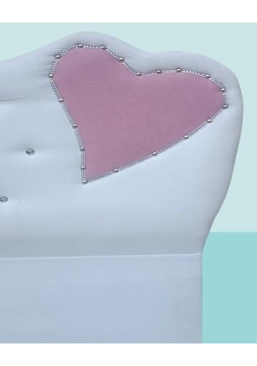 Başlık Dk Tek Kişilik 90'lık Kalplı Model Tay Tüyü Beyaz Kumaş El Yapım