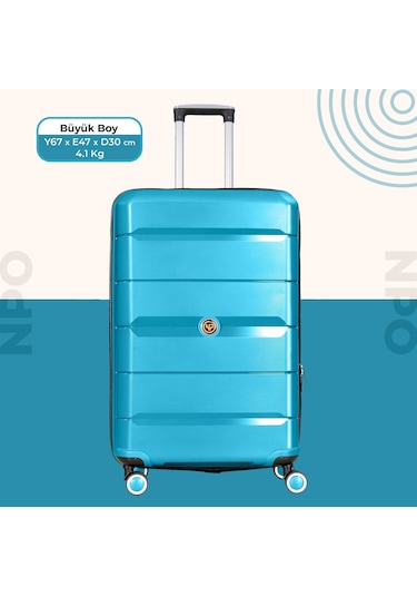 Npo Diamond Pp Polipropilen Büyük Boy Kırılmaz Valiz - Turkuaz