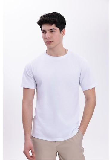 Freemen Erkek/unisex Bisiklet Yaka Basic Tişört %100 Pamuk Beyaz
