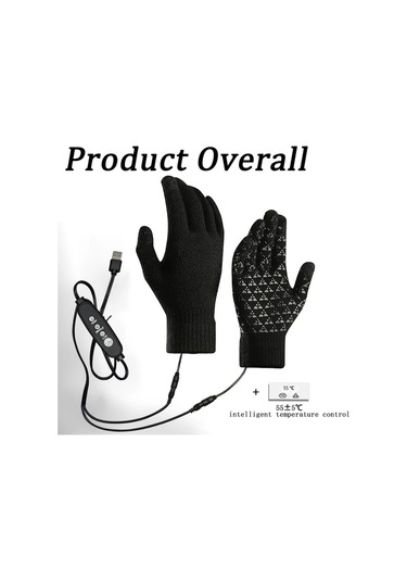 Fochsia Akıllı Sıcaklık Kontrollü Usb Isıtmalı Eldiven, Çift Taraflı Isıtma, Aşırı Isınma Korumalı, Dokunmatik Uyumlu, Sabit Sıcaklık Siyah L