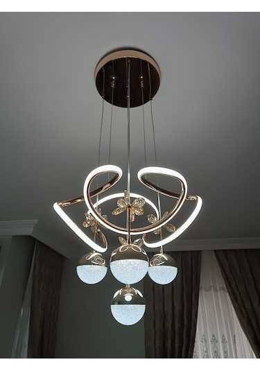 Livora Lighting Alice Modern Sarkıt Kelebekli Kademeli Ledli Avize Altın - Gold