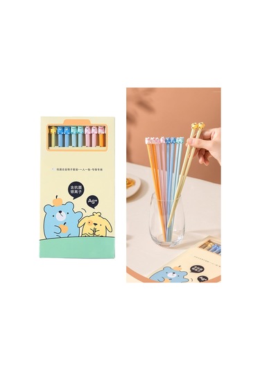 5 Çift Karikatür Çubuk Sevimli Hayvan Tarzı Kaymaz Taşınabilir Çubuk Seti Ev Okulu İçin Diğer