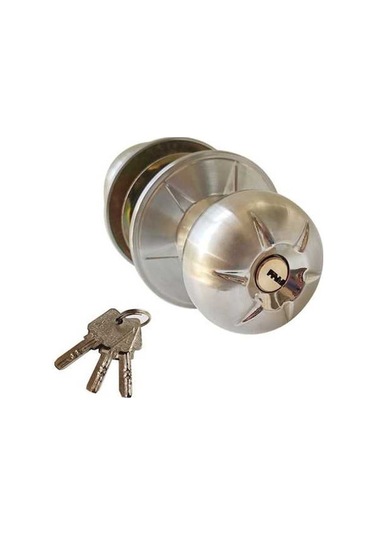 Prestigegoods Kapı Kolu Kilit Seti 3 Anahtarlı Yuvarlak Top Stili Gizli Banyo Kulp Paslanmaz Çelik Cilalı Set Diğer