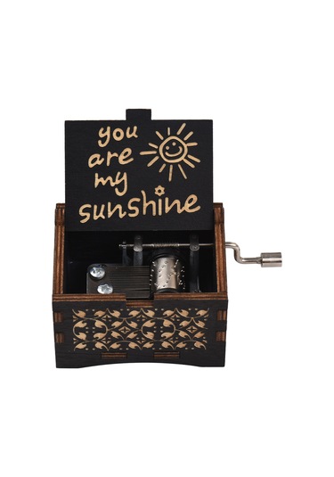 Geeroyoo Klasik Ahşap Oynatma Kutusu, "you Are My Sunshine" Melodili, Elden Çevirilen Dekoratif Heykel Siyah Siyah