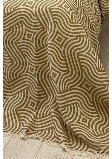 Zebra Müslin Çift Kişilik Saçaklı Pike Takımı 230x250 Kahve Kahve
