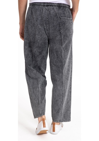 Erkek Ham Bez Lastikli Yüksek Bel Rahat Kalıp %100 Natural Pamuk Eşofman Alt Pantolon Alt Giyim 2188-Antrasit