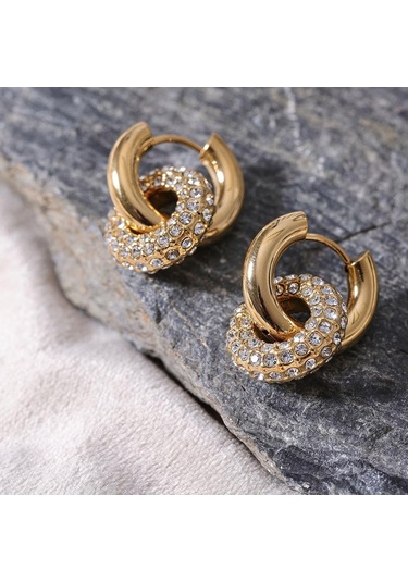 Eetit Narin Parlak Kübik Zirkonya Yuvarlak Paslanmaz Çelik 18 K Altın Rengi Huggie Hoop Küpe Yüksek Kalite Charm Takı Hediye Çok Renkli