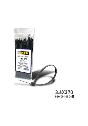 Niken Kablo Bağı Siyah 3,6x370 100 Adet - Ekolmaks