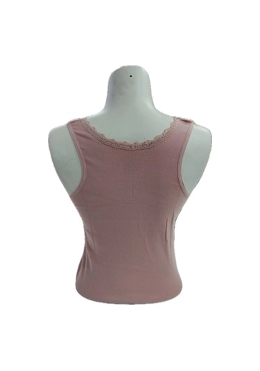 Kolcu Geniş Askılı Dantel Detaylı Kadın Atlet - Pudra Pudra