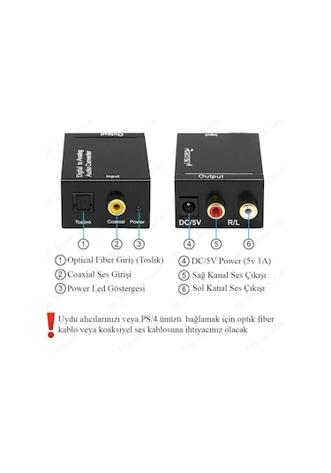Dijital To Analog Optic Ses Dönüştürücü Adaptör