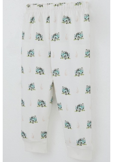 Breeze Erkek Bebek Pijama Takımı Omuzdan Patlı Macera Temalı Küçük Kaşif 4 Ay-1 Yaş, Ekru Ekru