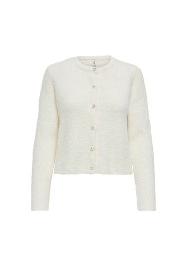 Only Kadın Onlpetra İnci Düğmeli Bisiklet Yaka Örgü Hırka 15350655 Ekru Ekru