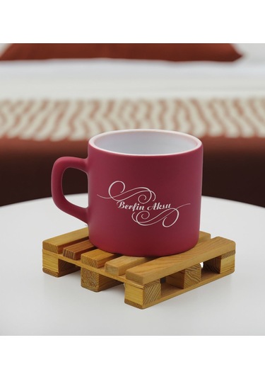 Bk Gift Kişiye Özel İsimli Leylak Kırmızı Renkli Middle Çay & Kahve Fincanı-2, Arkadaşa Hediye, Sevgiliye Hediye, Doğum Günü Hediyesi Kobitmeyencom324